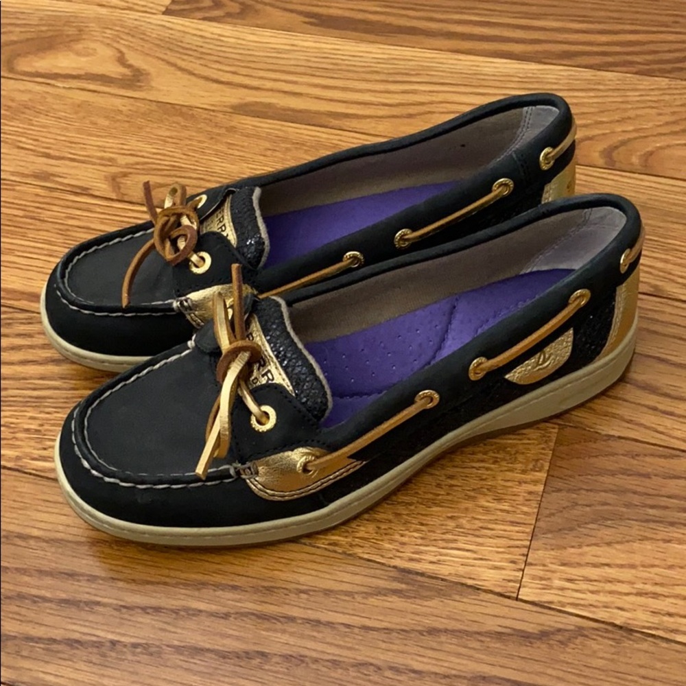 New Sperry Women’s Angelfish Black/Gold Glitter